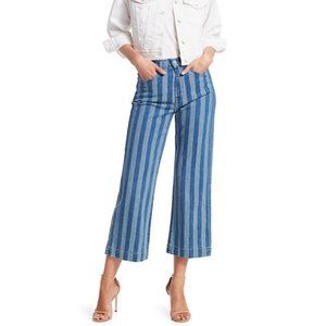 7 FOR ALL MANKIND Alexa High-Rise Crop Wide Leg Stripe Blue Jeans